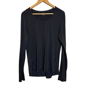 Athleta Momentum Lightweight Semi-Sheer Long Sleeve Top Black Size L Athleisure